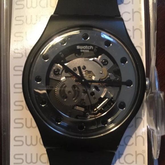 swatch skeleton watch black